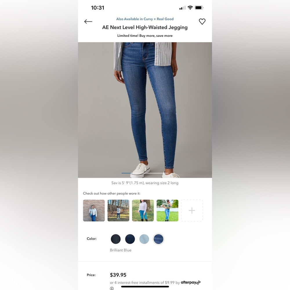 American Eagle Next Level High-Waisted Jegging in Brilliant Blue